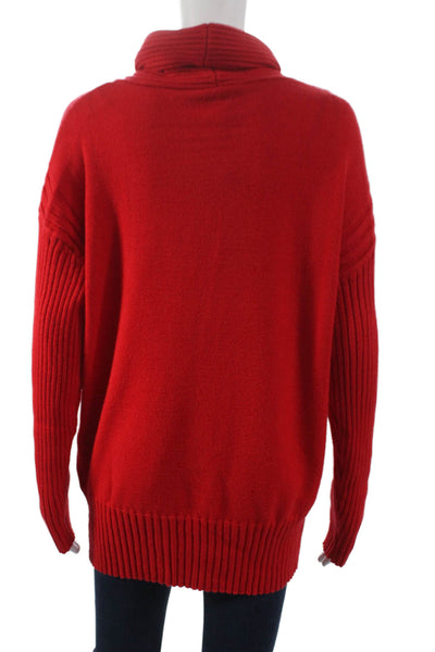 Renuar Women Red Viscose Turtleneck Pullover Sweater Long Sleeve Size M