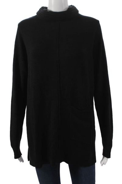 Renuar Women Black Viscose Cowl Neck Tunic Sweater Long Sleeve Size XL
