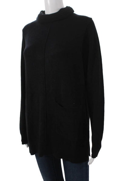 Renuar Women Black Viscose Cowl Neck Tunic Sweater Long Sleeve Size XL