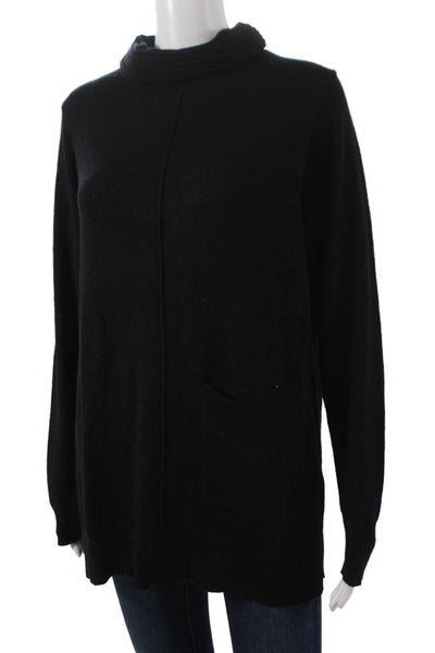 Renuar Womens Black Cowl Neck Tunic Sweater Long Sleeve 50% Viscose Size L
