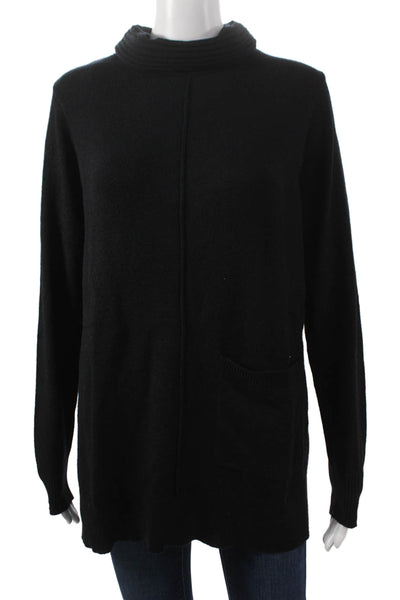 Renuar Womens Cowl Neck Tunic Sweater Black Long Sleeve Size M