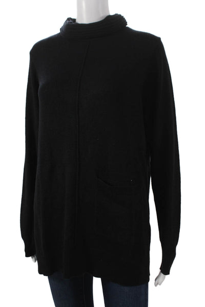 Renuar Womens Cowl Neck Tunic Sweater Black Long Sleeve Size M