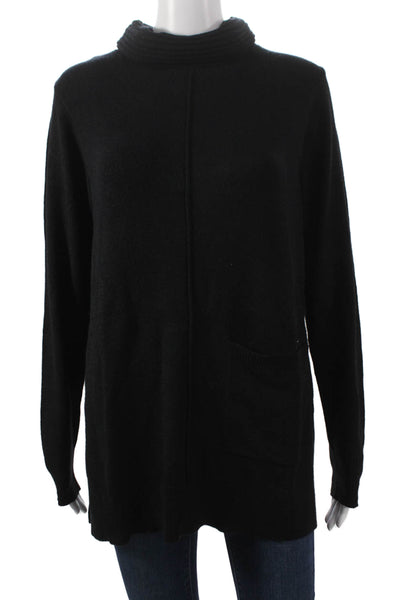 Renuar Women Cowl Neck Tunic Sweater Black Viscose Long Sleeve Size 2XL