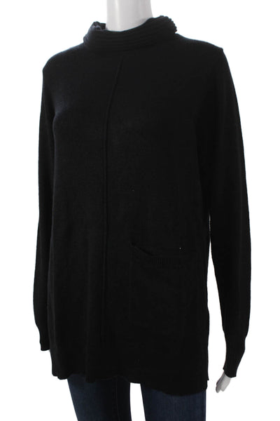 Renuar Women Cowl Neck Tunic Sweater Black Viscose Long Sleeve Size 2XL
