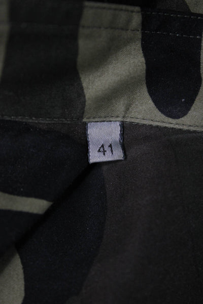 Dior Mens Long Sleeve Button-Up Shirt Cotton Camouflage Size M
