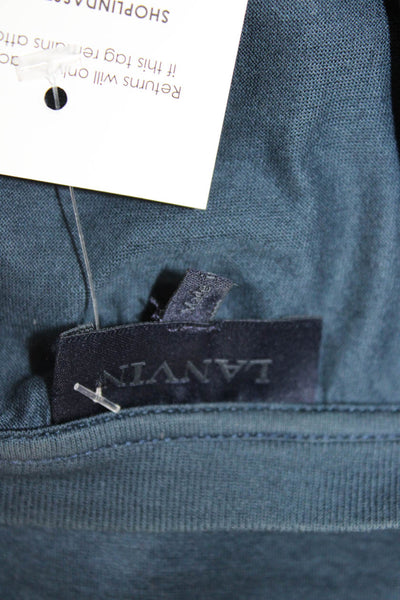 Lanvin Mens Blue Cotton Graphic Crew Neck Short Sleeve T-Shirt Size L