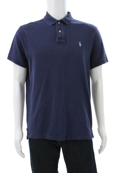 Polo Ralph Lauren Mens Polo Shirt Blue Collared Cotton Short Sleeve Size L