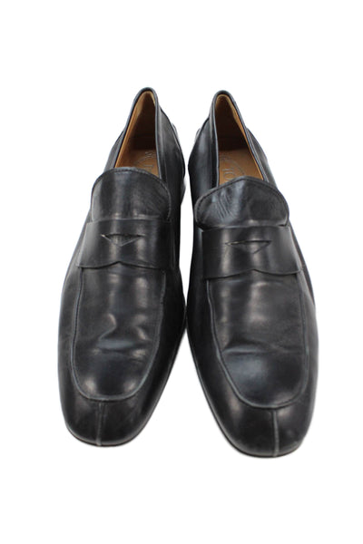 Tods Men's Leather Slip-On Flat Loafers Shoes Black Size 9.5