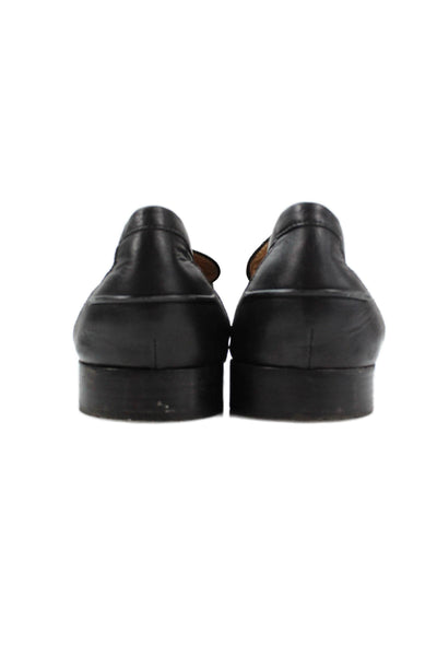 Tods Men's Leather Slip-On Flat Loafers Shoes Black Size 9.5