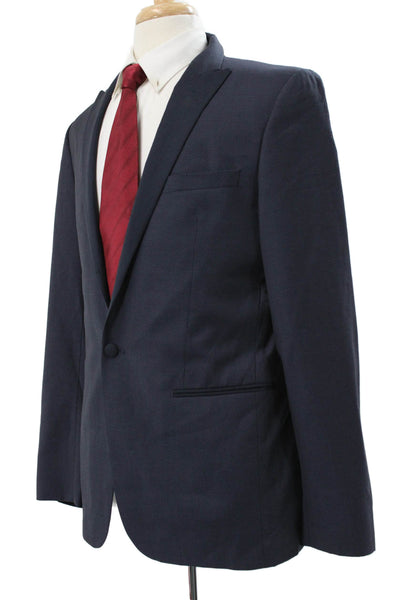 John Varvatos Star USA Mens Blazer Blue Wool Geometric Size 42
