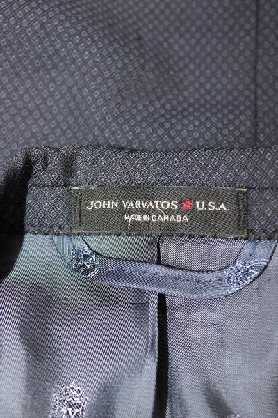 John Varvatos Star USA Mens Blazer Blue Wool Geometric Size 42