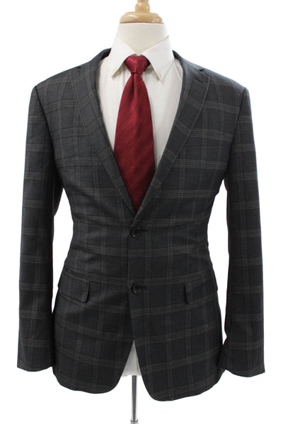 Giorgio Fiorelli Mens 3 Piece Gray Plaid Polyester Suit Size 40