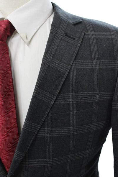 Giorgio Fiorelli Mens 3 Piece Gray Plaid Polyester Suit Size 40