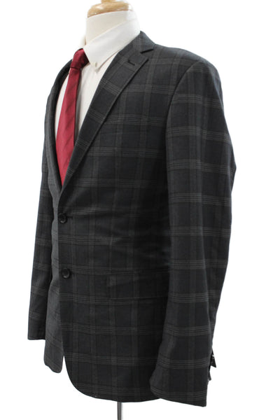 Giorgio Fiorelli Mens 3 Piece Gray Plaid Polyester Suit Size 40