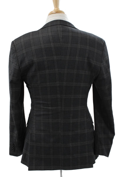 Giorgio Fiorelli Mens 3 Piece Gray Plaid Polyester Suit Size 40