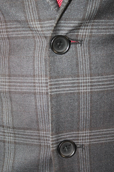 Giorgio Fiorelli Mens 3 Piece Gray Plaid Polyester Suit Size 40