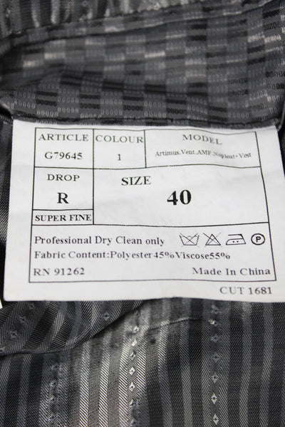 Giorgio Fiorelli Mens 3 Piece Gray Plaid Polyester Suit Size 40