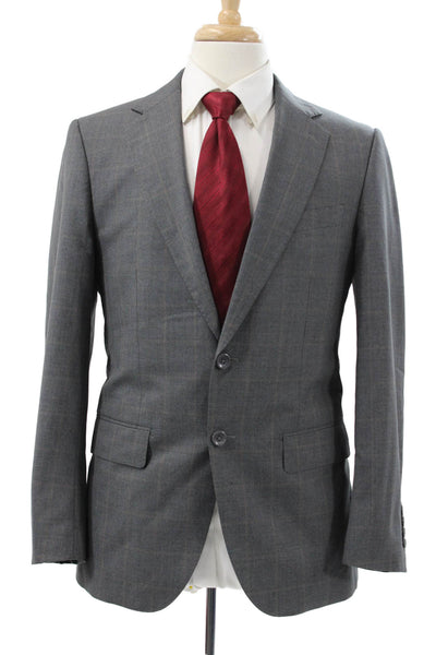 Max Davoli Mens Blazer Check Wool Gray Size 40