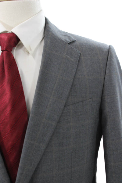Max Davoli Mens Blazer Check Wool Gray Size 40