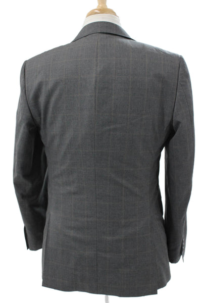 Max Davoli Mens Blazer Check Wool Gray Size 40