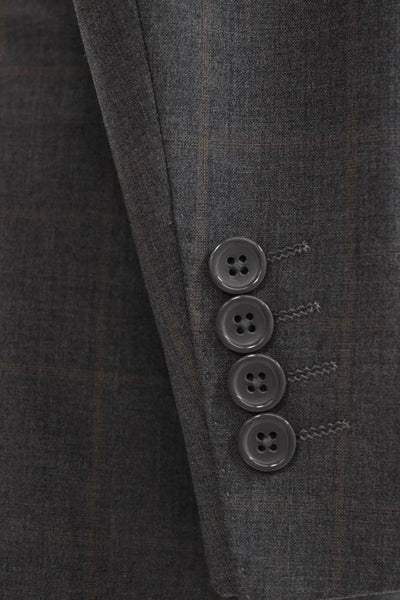 Max Davoli Mens Blazer Check Wool Gray Size 40