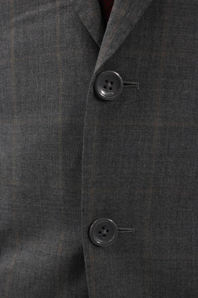Max Davoli Mens Blazer Check Wool Gray Size 40