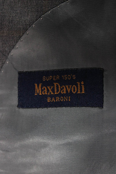 Max Davoli Mens Blazer Check Wool Gray Size 40