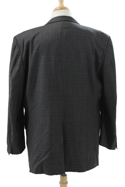 Hickey Freeman Mens Gray Check Blazer Worsted Wool Size 46