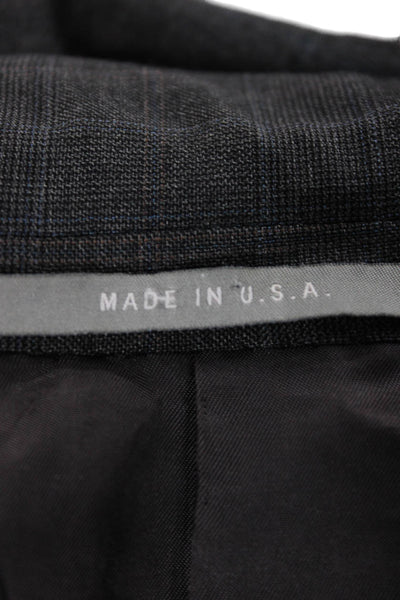 Hickey Freeman Mens Gray Check Blazer Worsted Wool Size 46