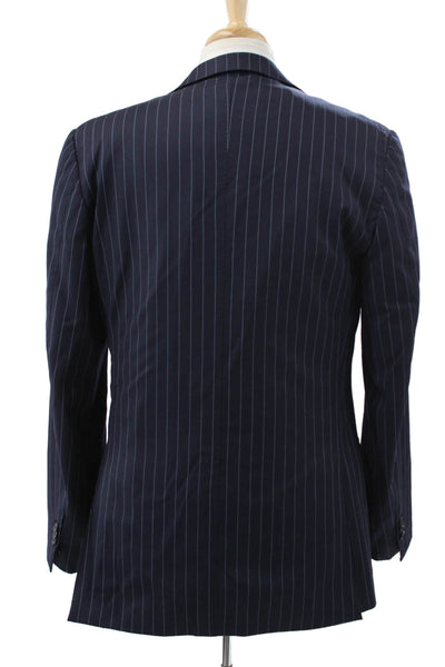Ermenegildo Zegna Men Blue Striped Polyester Blend Blazer Size 52