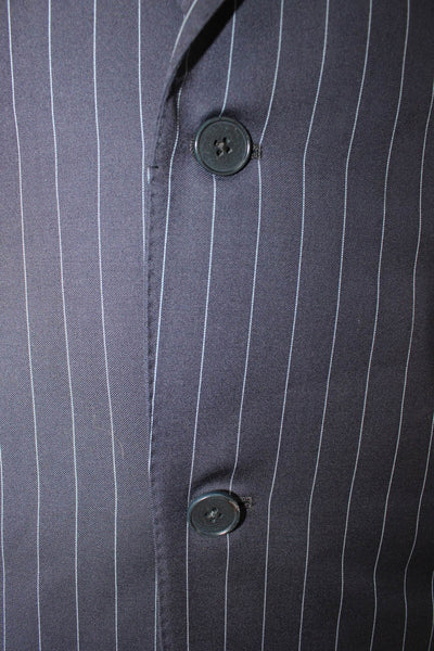 Ermenegildo Zegna Men Blue Striped Polyester Blend Blazer Size 52