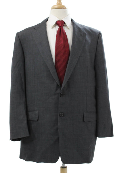 Hickey Freeman Mens Blazer 100% Wool Gray Solid Big Tall Size 44
