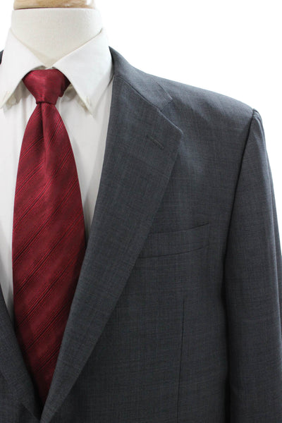 Hickey Freeman Mens Blazer 100% Wool Gray Solid Big Tall Size 44