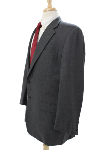 Hickey Freeman Mens Blazer 100% Wool Gray Solid Big Tall Size 44
