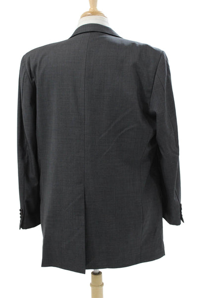 Hickey Freeman Mens Blazer 100% Wool Gray Solid Big Tall Size 44