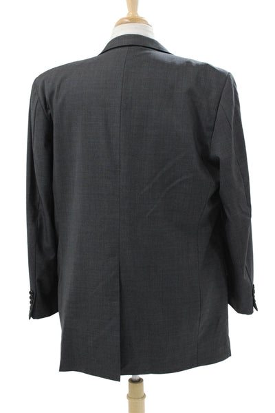Hickey Freeman Mens Blazer 100% Wool Gray Solid Big Tall Size 44
