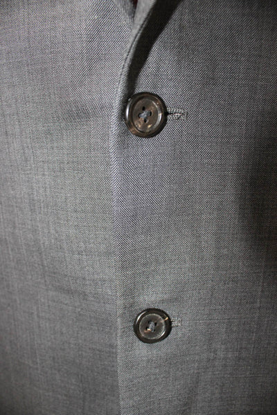 Hickey Freeman Mens Blazer 100% Wool Gray Solid Big Tall Size 44