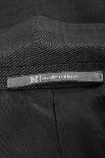 Hickey Freeman Mens Blazer 100% Wool Gray Solid Big Tall Size 44