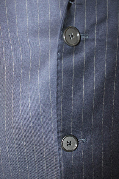 Hickey Freeman Mens Blue Striped Worsted Wool Blazer Size 48