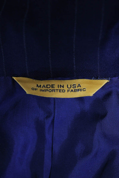 Hickey Freeman Mens Blue Striped Worsted Wool Blazer Size 48