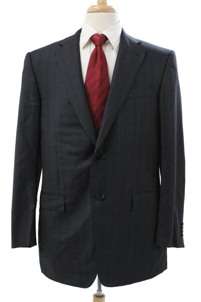 Ermenegildo Zegna Mens Gray Striped Wool Blazer Size 52