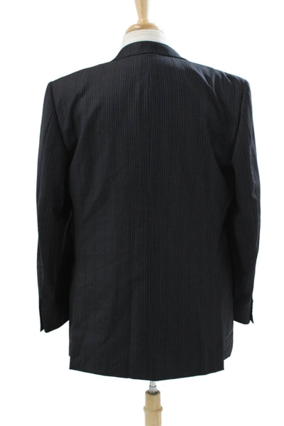Ermenegildo Zegna Mens Gray Striped Wool Blazer Size 52