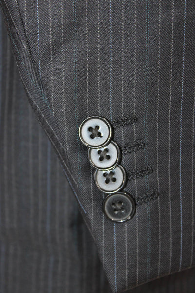 Ermenegildo Zegna Mens Gray Striped Wool Blazer Size 52