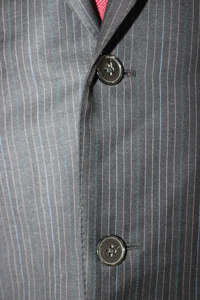 Ermenegildo Zegna Mens Gray Striped Wool Blazer Size 52