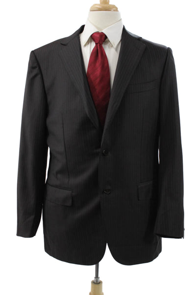 Ermenegildo Zegna Mens Gray Striped Wool Blazer Size 52
