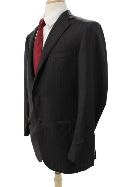 Ermenegildo Zegna Mens Gray Striped Wool Blazer Size 52