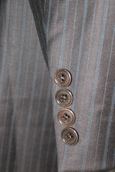 Ermenegildo Zegna Mens Gray Striped Wool Blazer Size 52