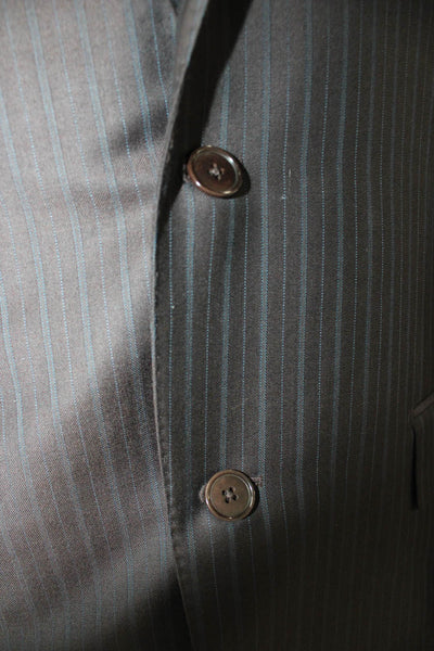 Ermenegildo Zegna Mens Gray Striped Wool Blazer Size 52
