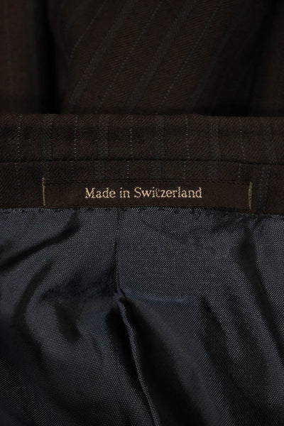 Ermenegildo Zegna Mens Gray Striped Wool Blazer Size 52