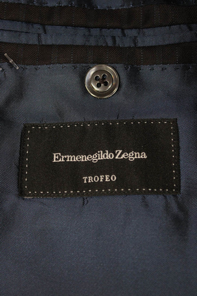 Ermenegildo Zegna Mens Gray Striped Wool Blazer Size 52